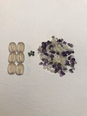 Real Green Stone Amethyst Quartz Frosted Glass Bead Lot Jewelry Making Lot